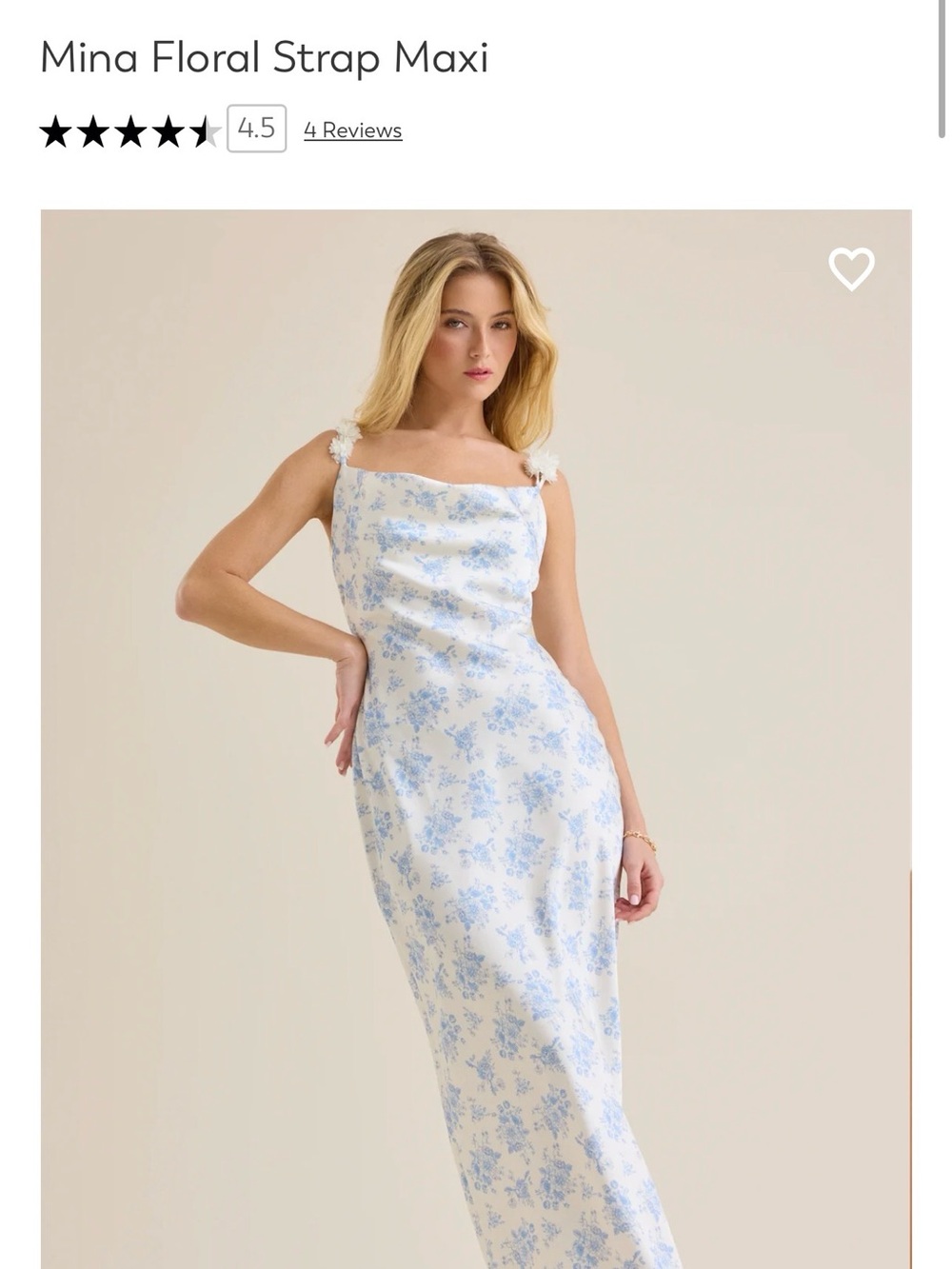 Altar'd State White Maxi Dress with Light Blue Floral Print